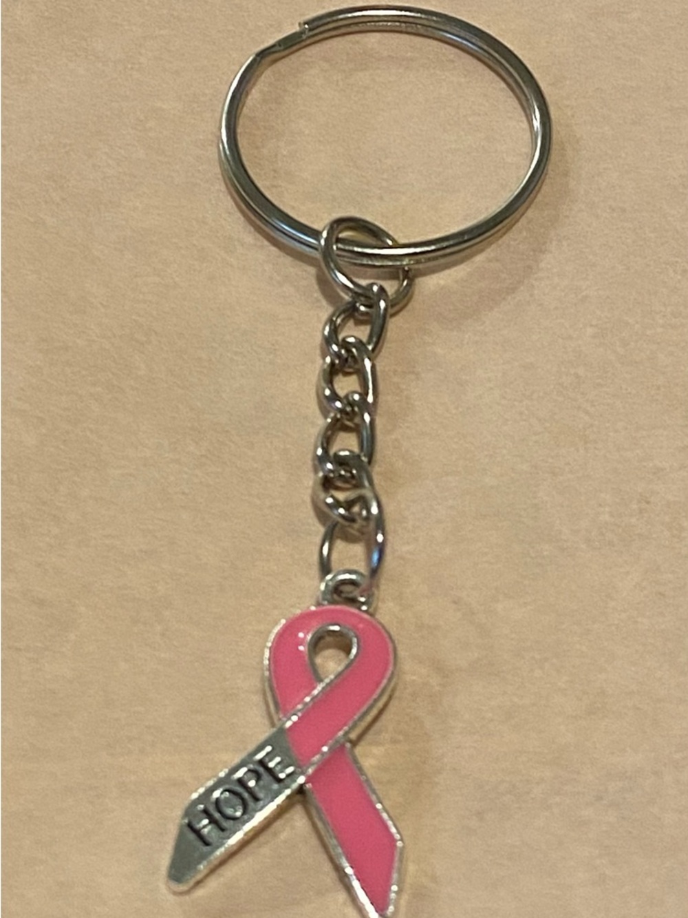 Pink Ribbon HOPE Keychain and earrings - Breast Cancer Awareness
